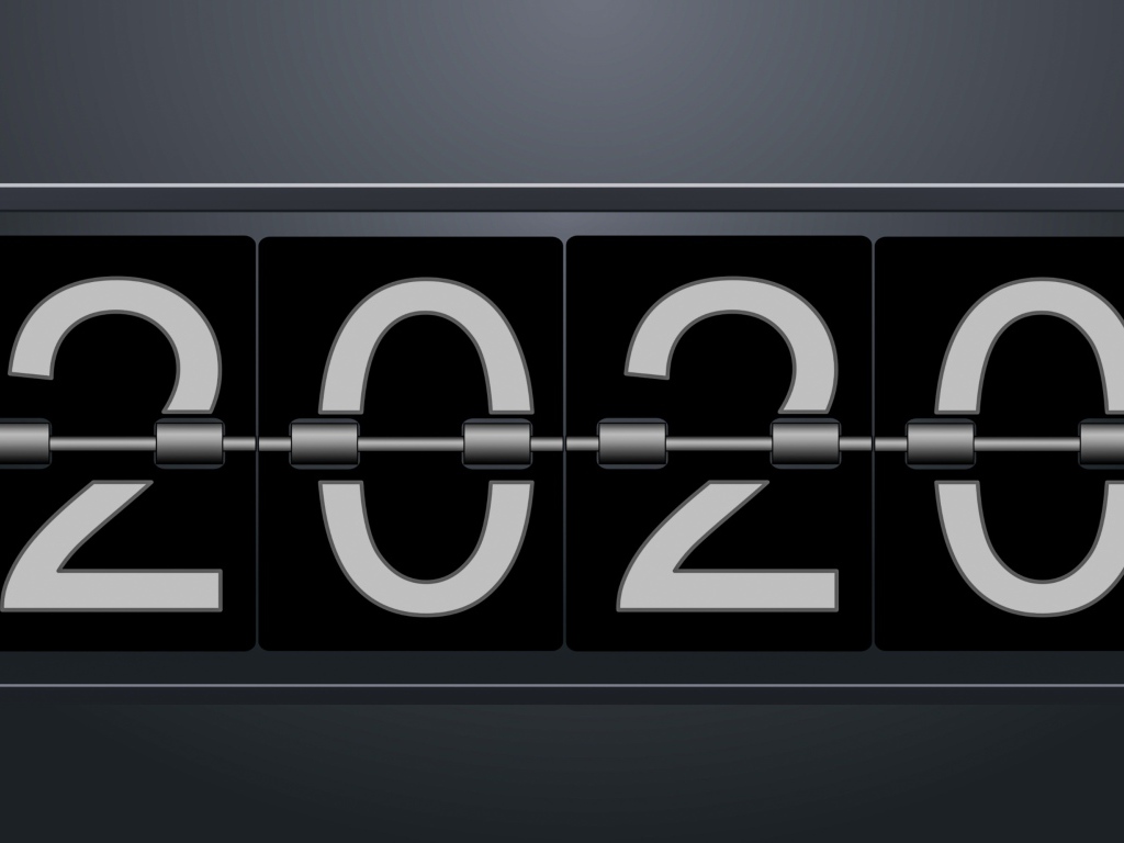 Перекидные цифры 2020 на сером фоне