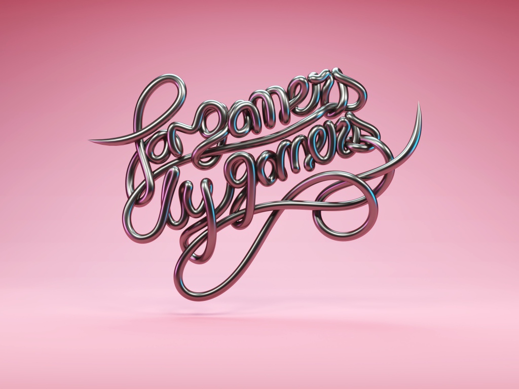 Надпись For Gamers By Gamers на розовом фоне 