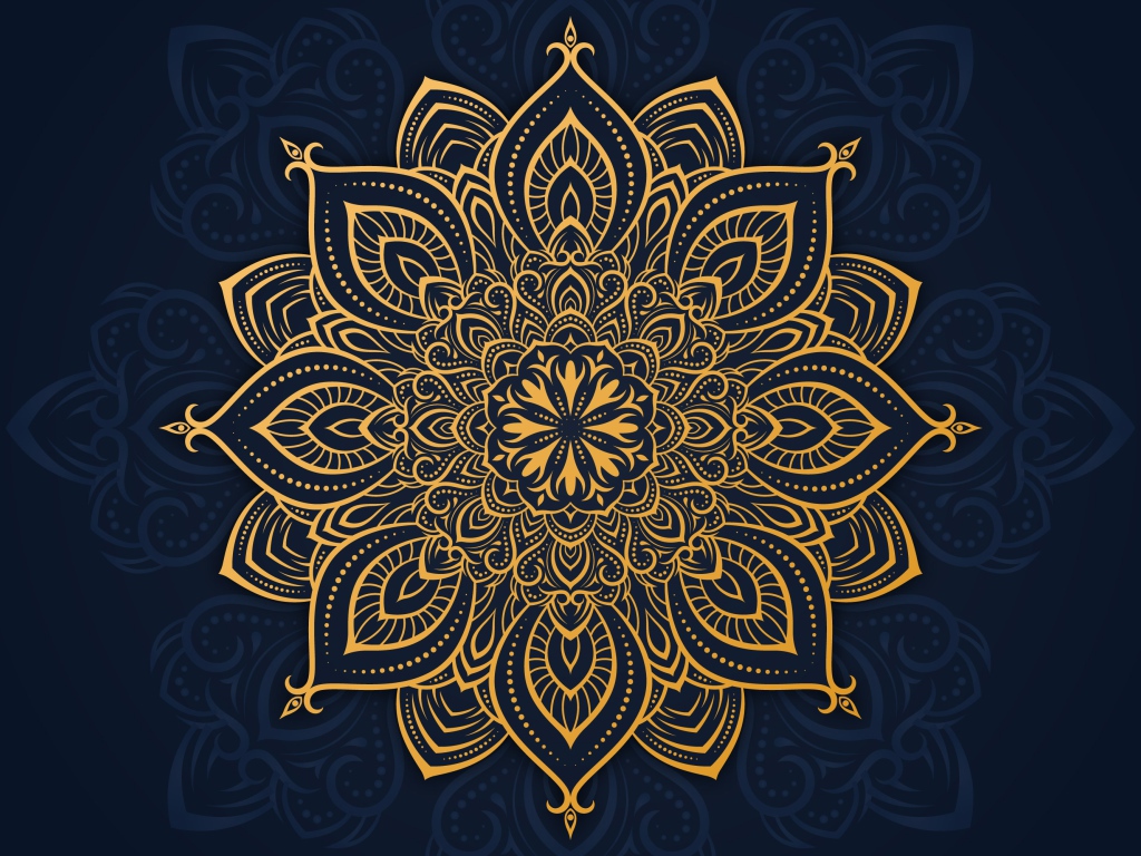 Красивый золотистый рисунок на синем фоне