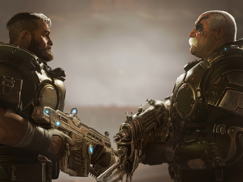 Солдаты с оружием, компьютерная игра Gears Tactics, 2020