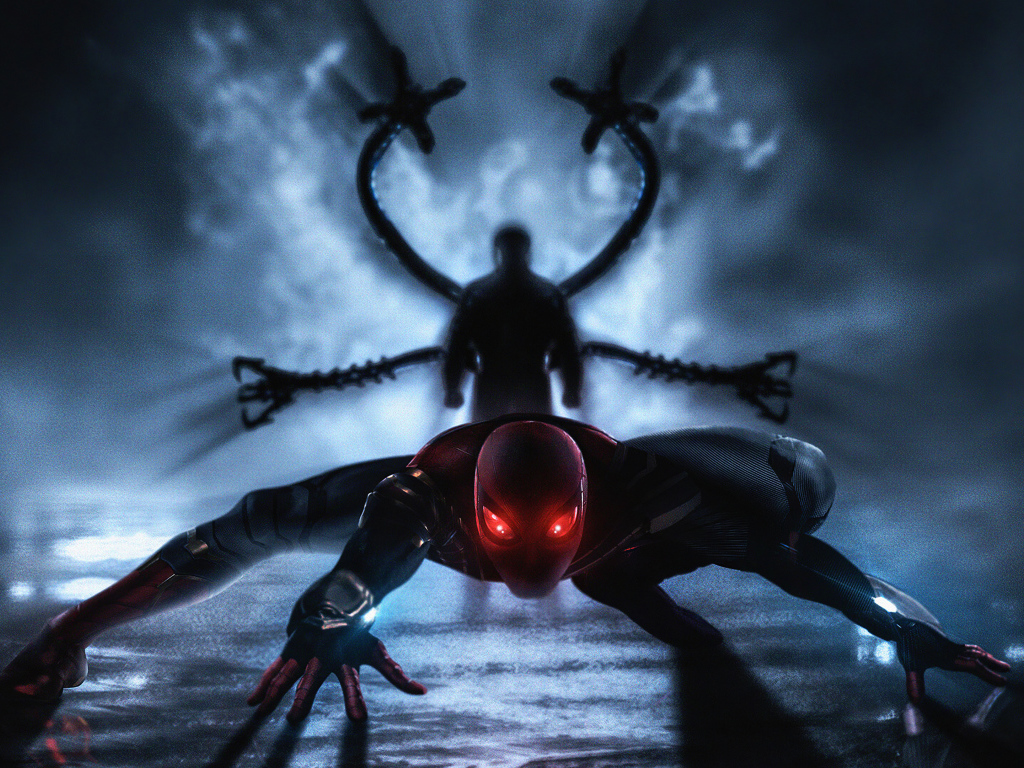 Супергерой спайдермен готовится в атаке