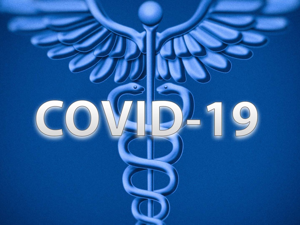 Надпись коронавирус covid-19 на синем фоне