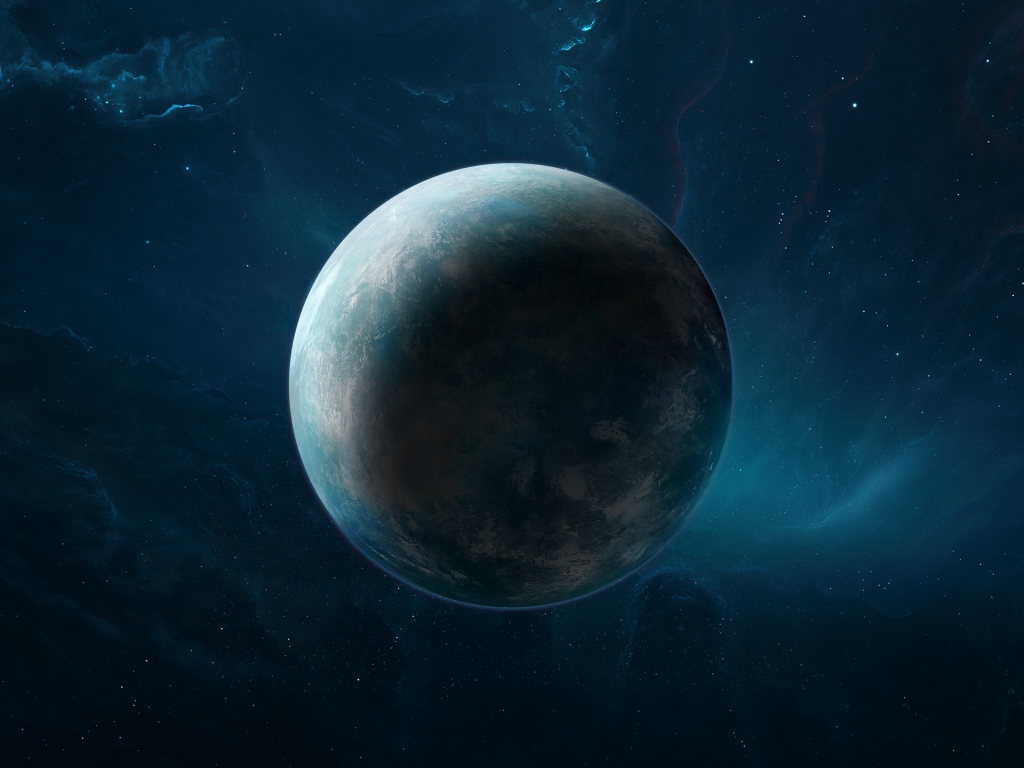 Большая планета Земля в голубом космосе 