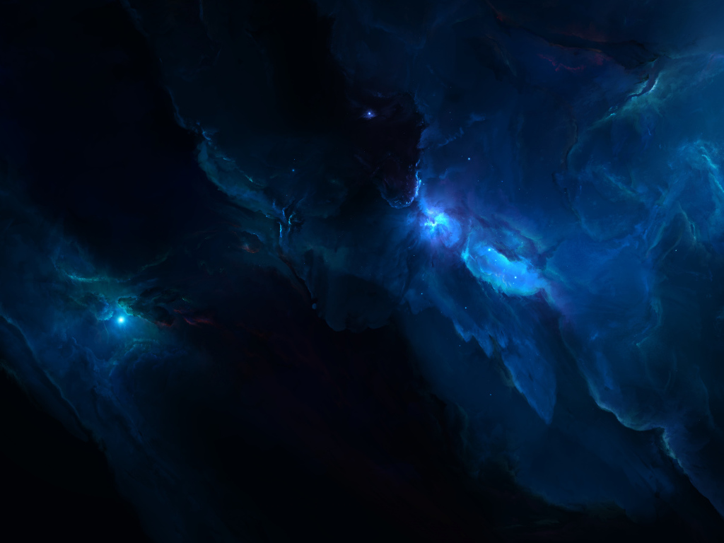 Звезды в синем туманном космосе 