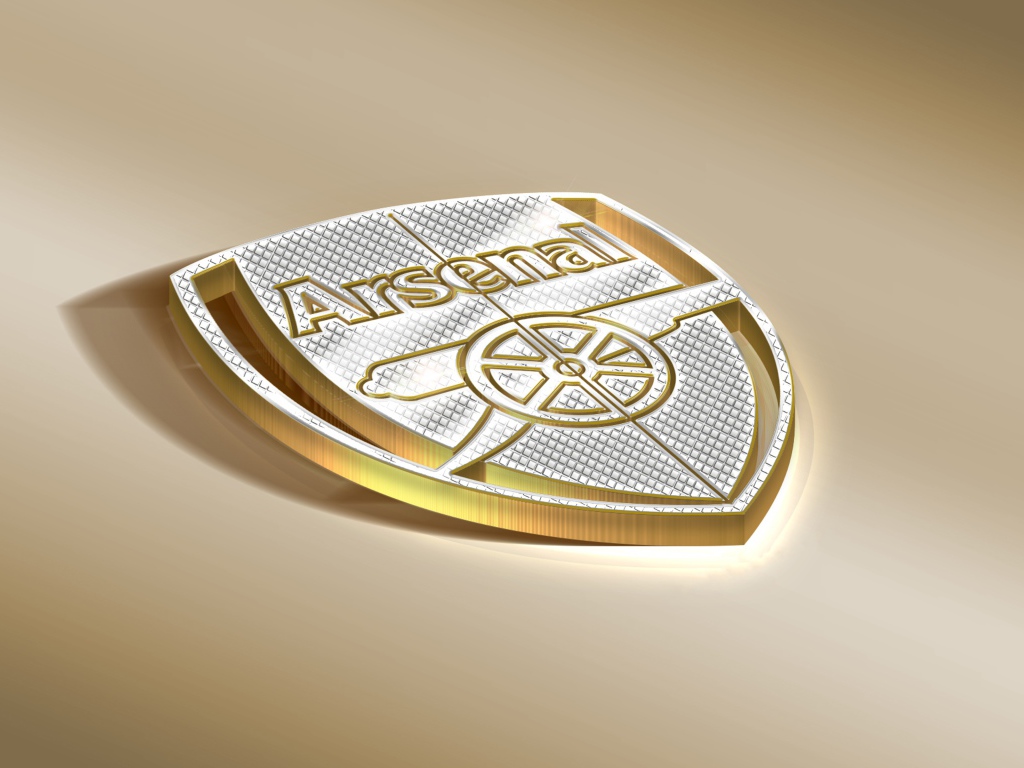 Логотип футбольной команды Arsenal на коричневом фоне 