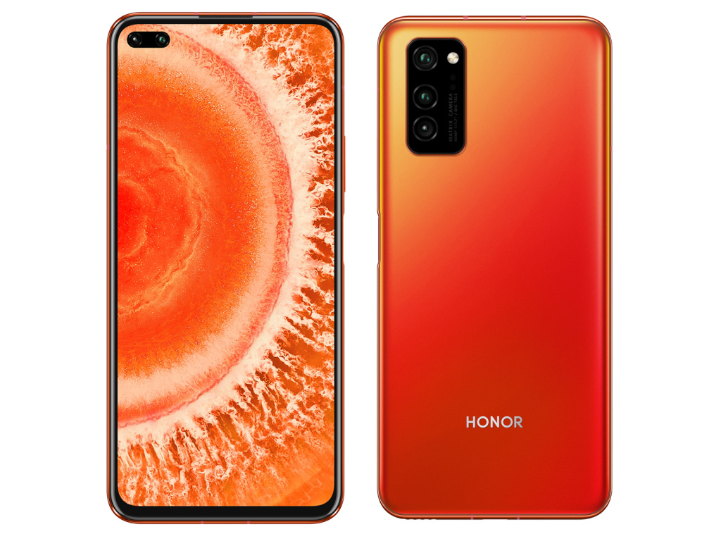 Смартфон Honor View 30 на белом фоне