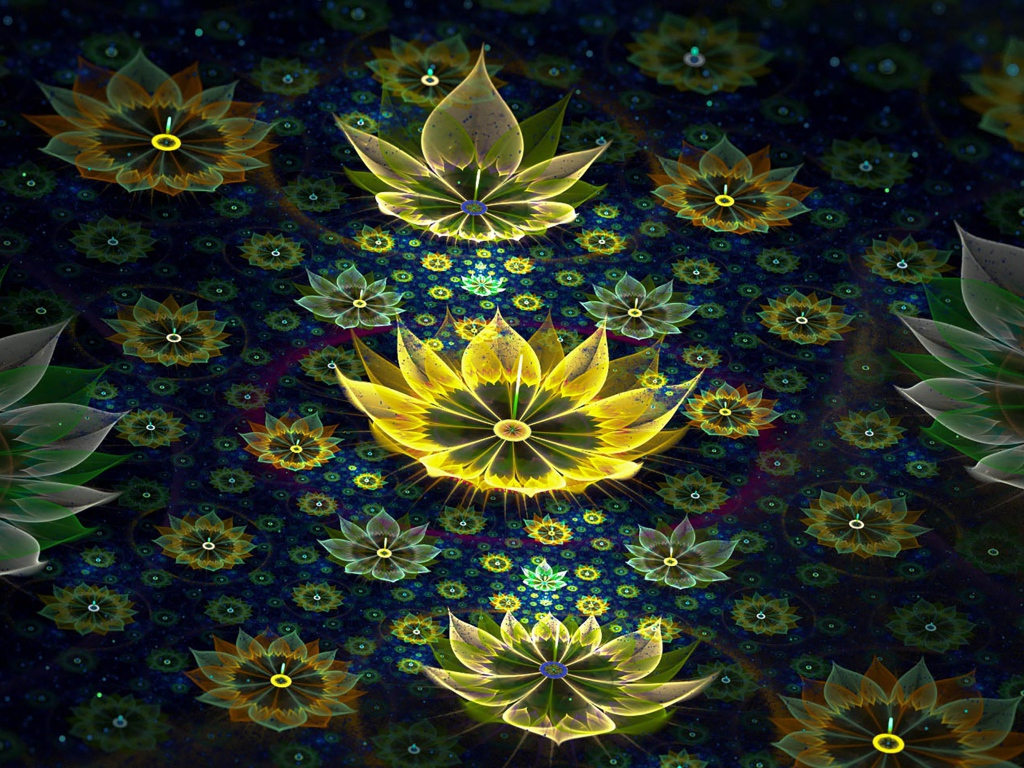 Красивые 3д цветы на черном фоне