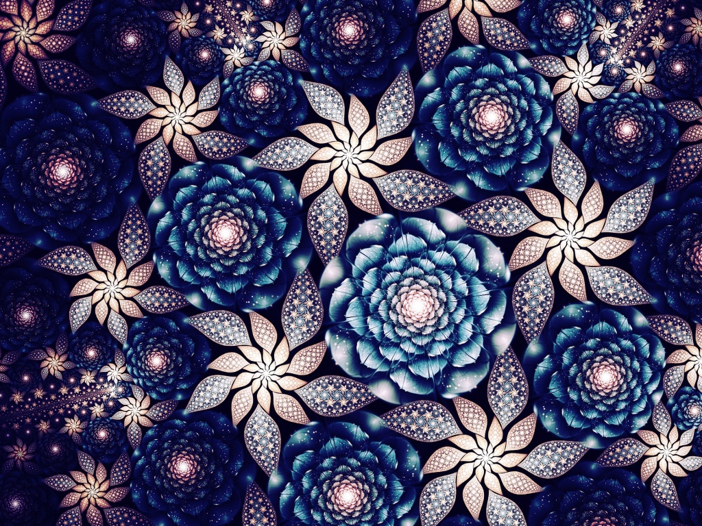 Красивые абстрактные цветы с неоновым свечением