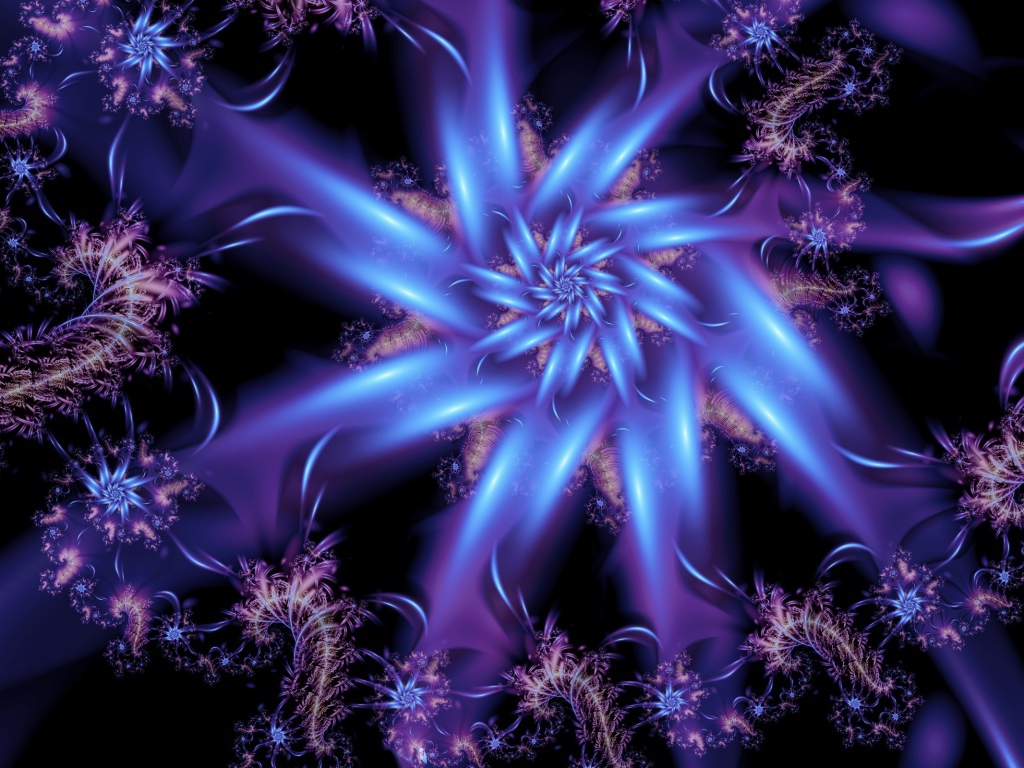 Красивый неоновый абстрактный цветок на черном фоне 