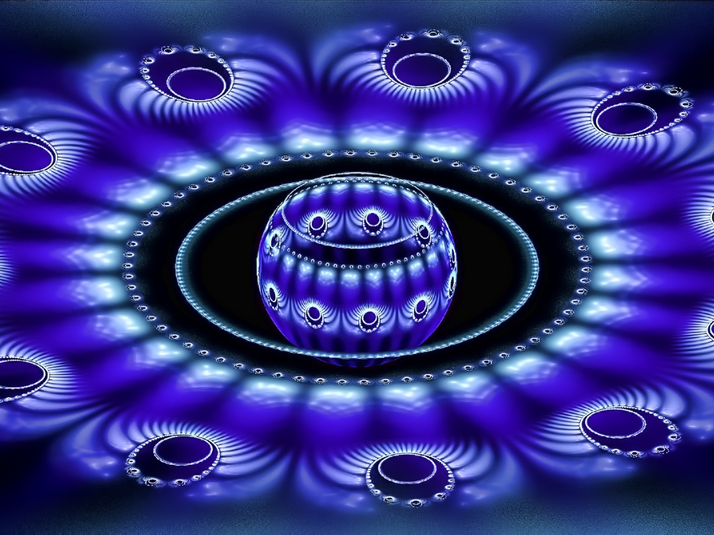 Синий цветок со сферой внутри 3д графика