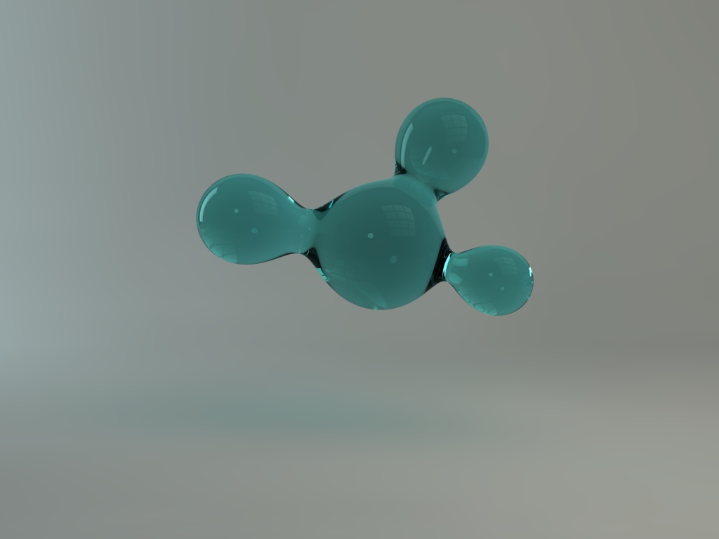 Фигурная голубая кристальная масса на сером фоне