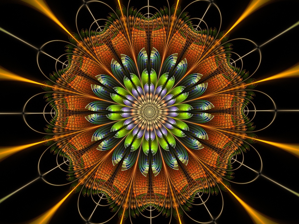 Цифровой цветок мандала крупным планом