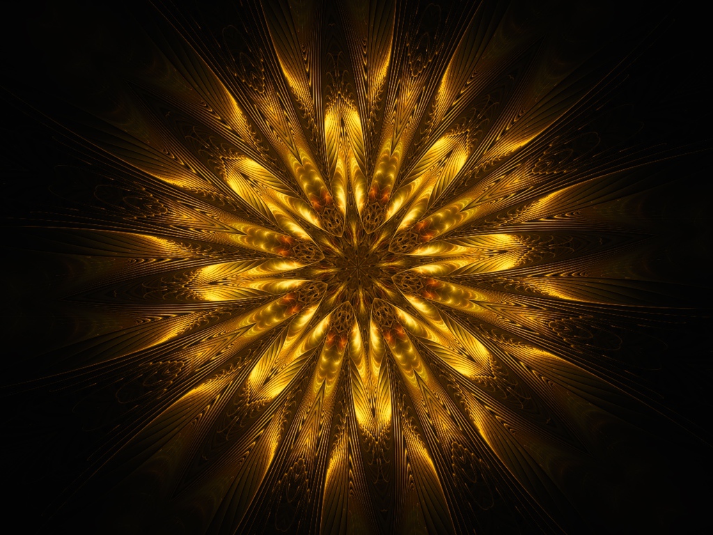 Золотой цветок мандала на черном фоне