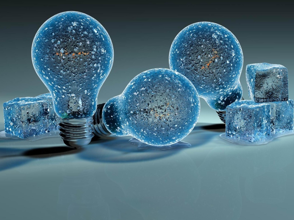 Ледяные лампочки на сером фоне 3д
