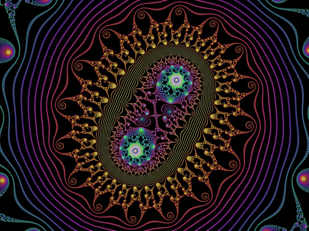 Разноцветный узор с бактериями на черном фоне