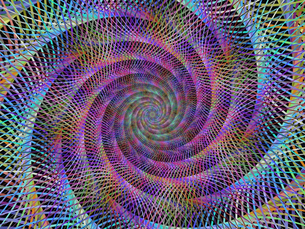 Разноцветный спиральный фрактальный рисунок