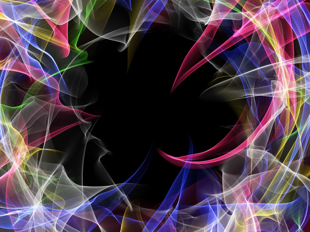 Разноцветные волны в дыму на черном фоне