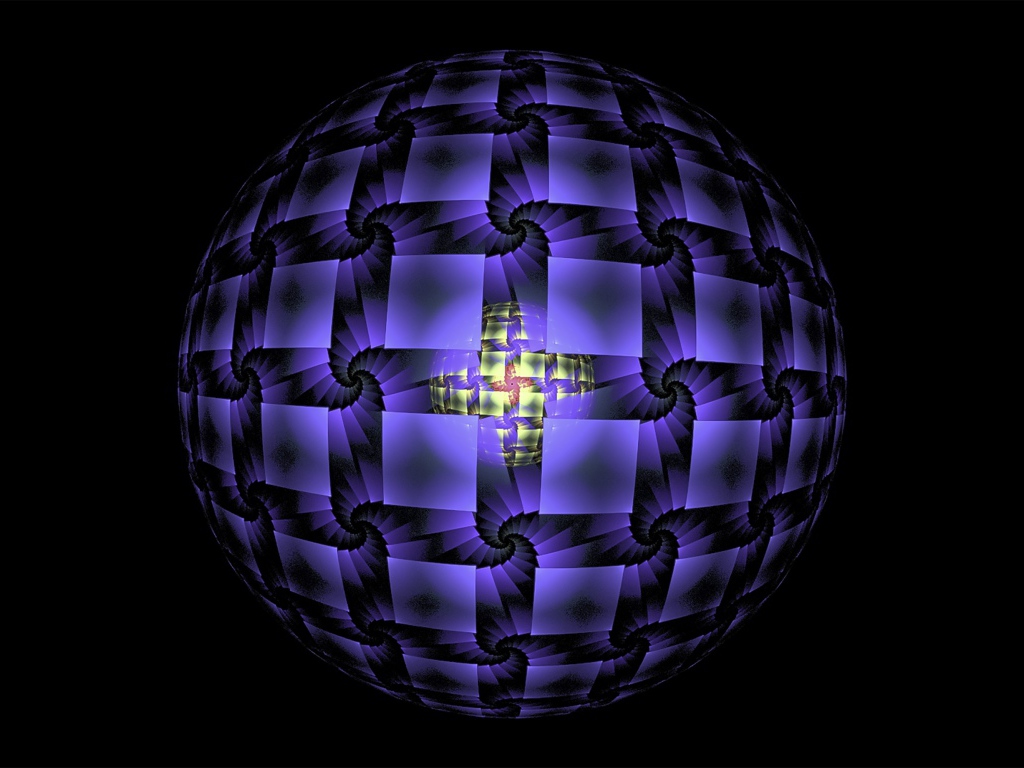 Фиолетовая сфера на черном фоне фрактал