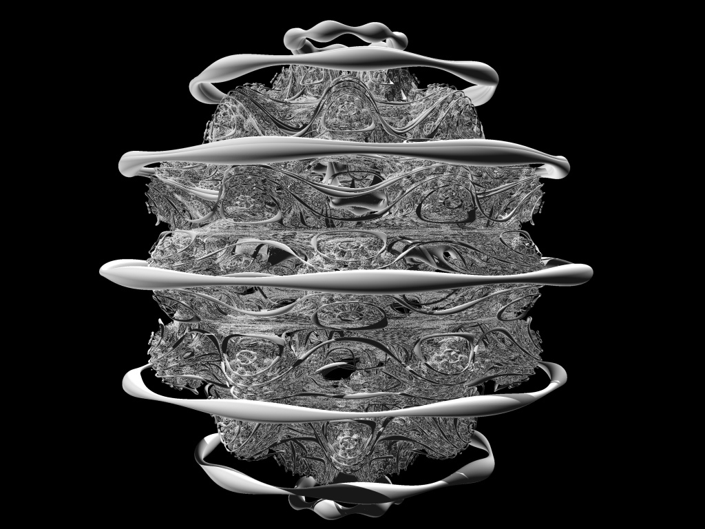 Белый фрактальный рисунок на черном фоне