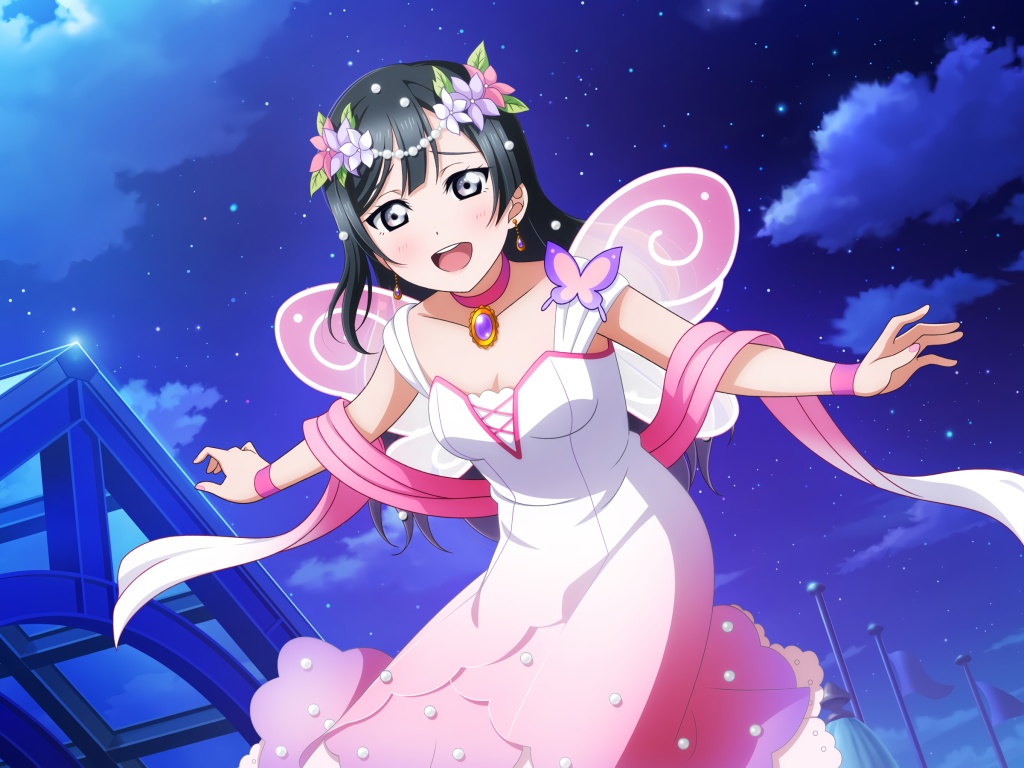 Красивая девушка аниме в розовом платье 