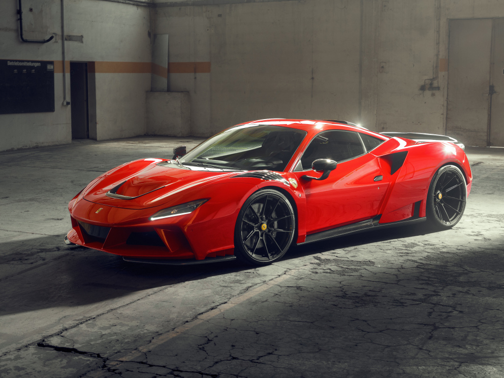 Красный дорогой автомобиль Novitec Ferrari F8 Tributo N-Largo 2021 года