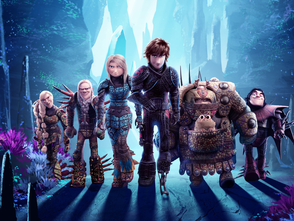 Красивый красочный постер мультфильма Как приручить дракона 3