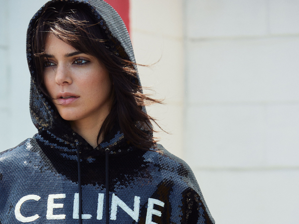 Кареглазая модель Кендалл Дженнер в капюшоне