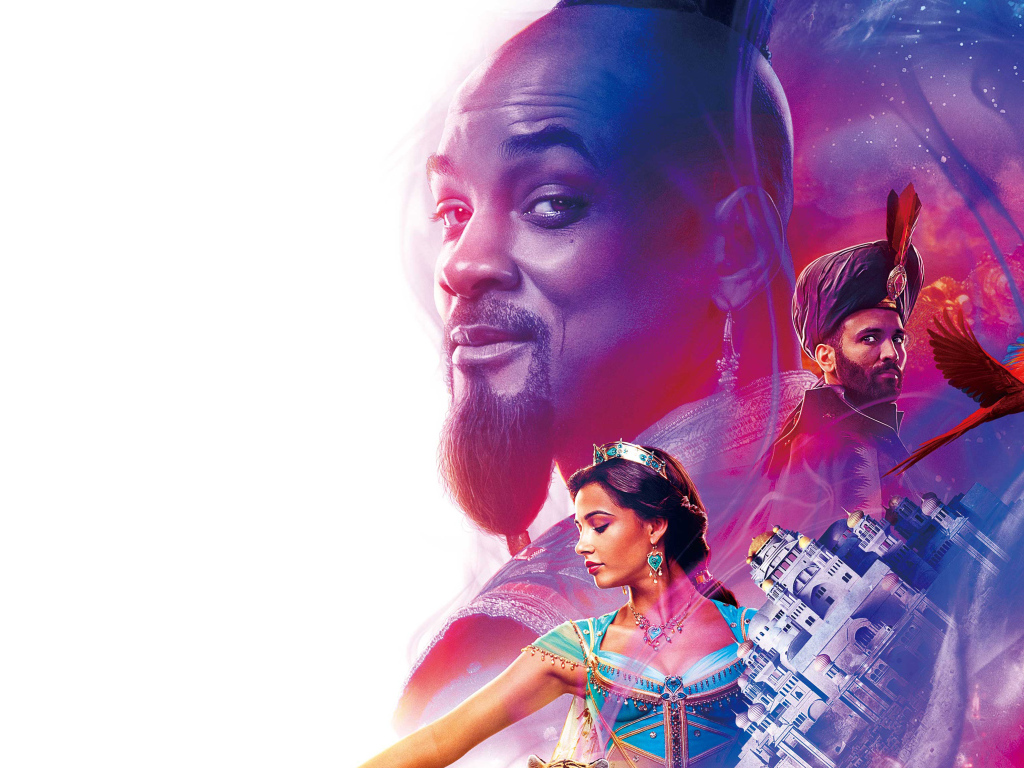 Постер фильма Алладин на белом фоне