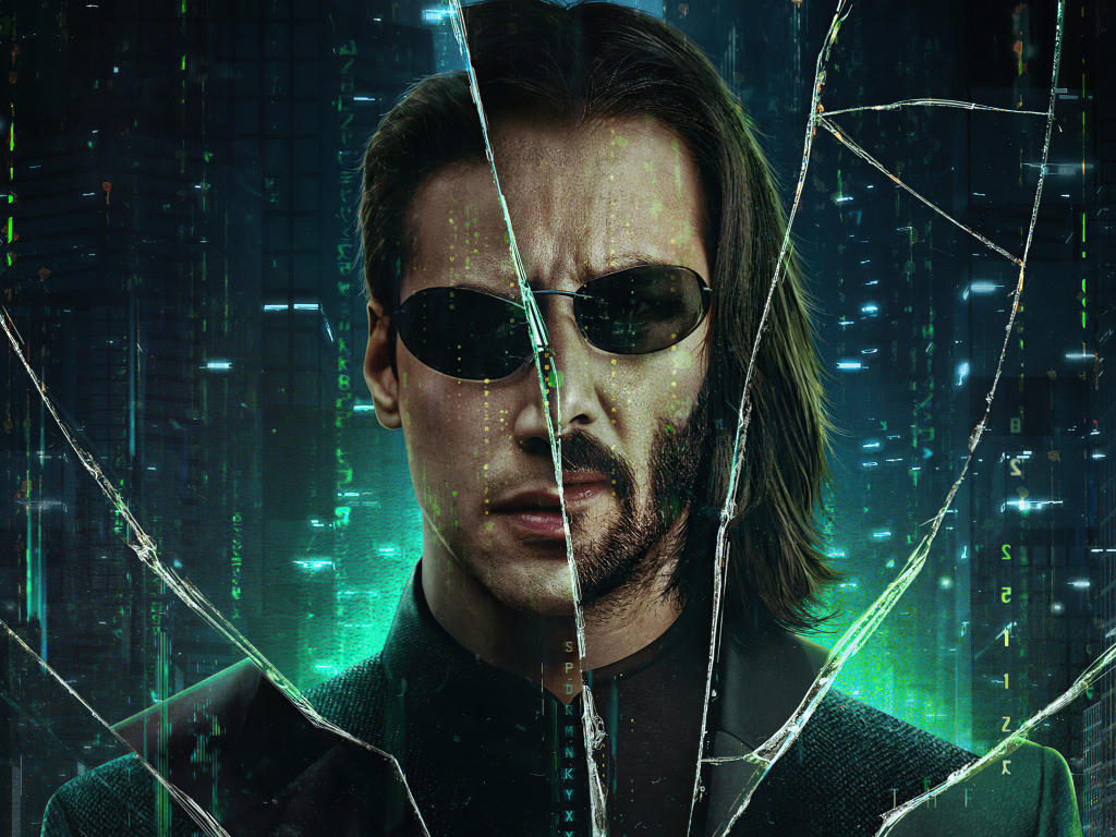 Neo from the new movie The Matrix: Resurrection, 2021
