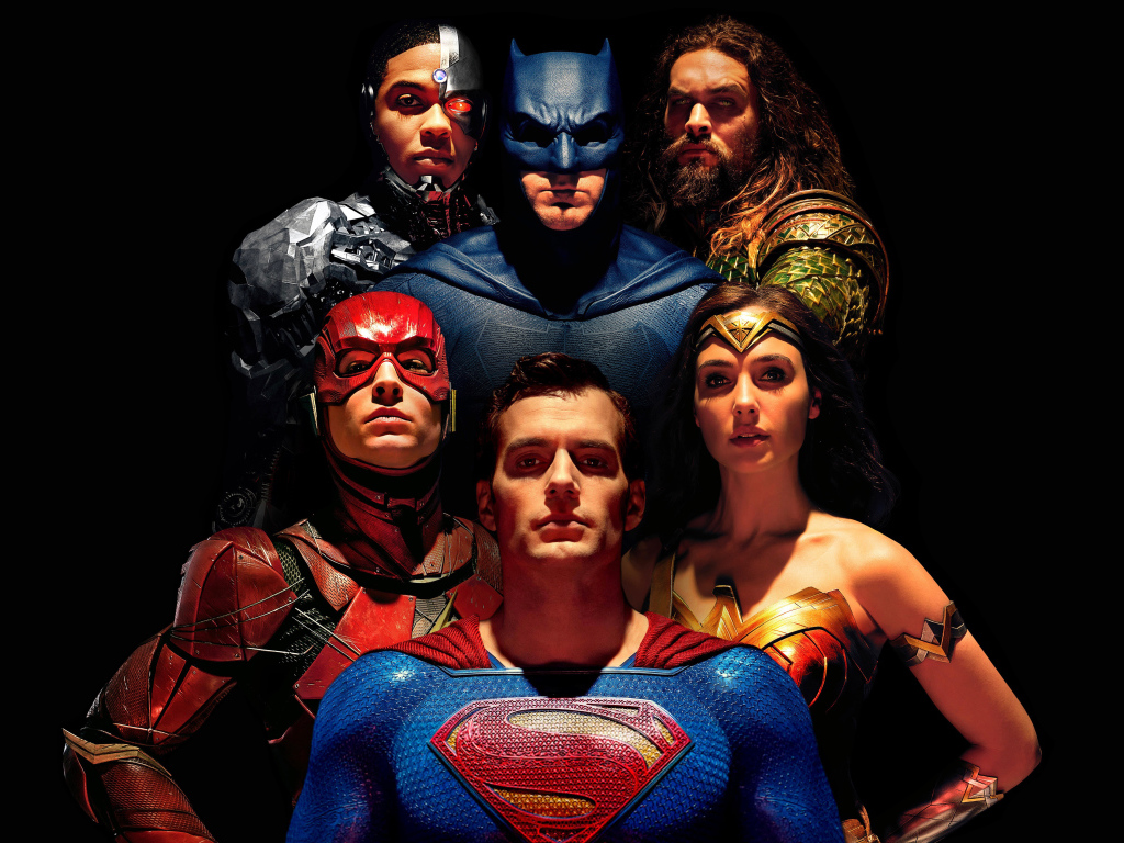 Супергерои на черном фоне фильм Лига справедливости Зака Снайдера