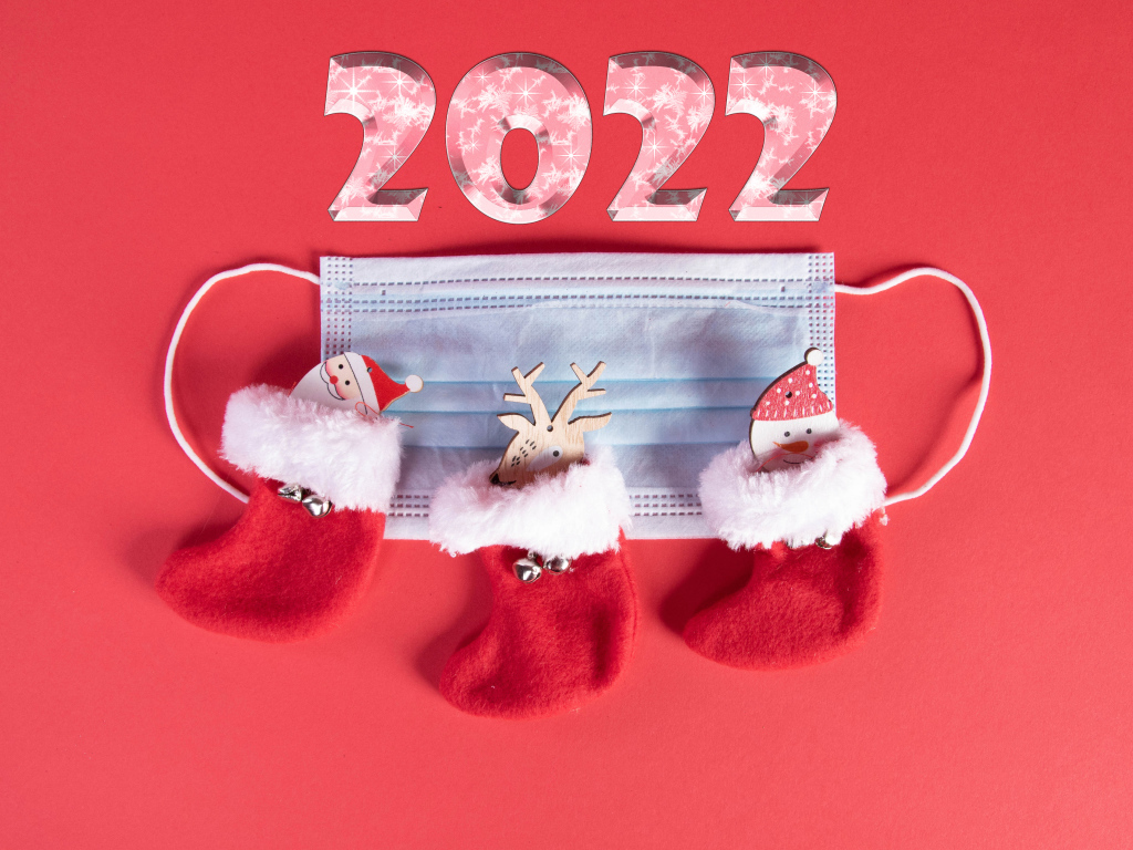 Маска и рождественские украшения на новый год 2022 