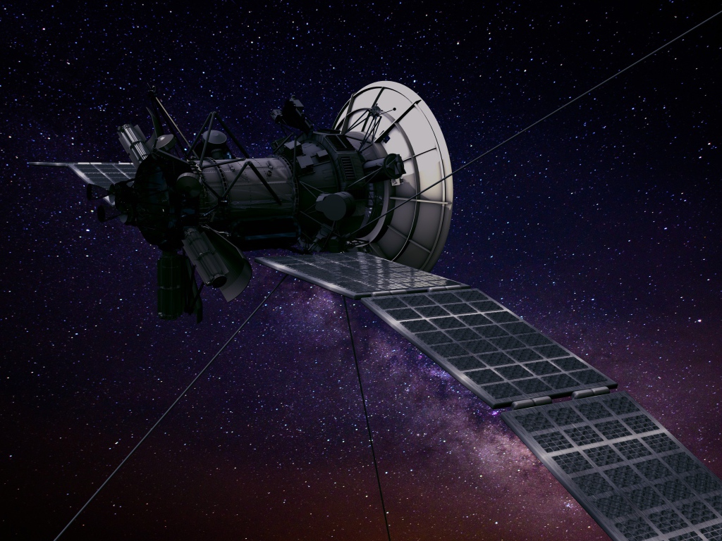 Космическая станция пролетает над планетой