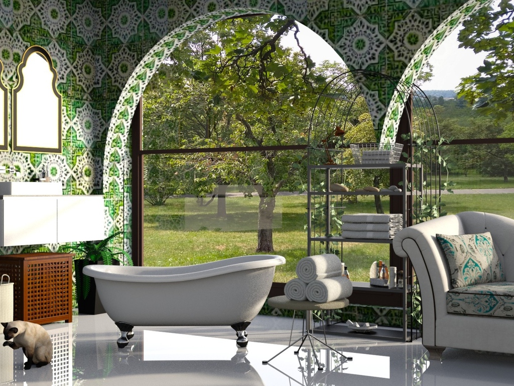 Красивая турецкая ванная с декоративной плиткой 