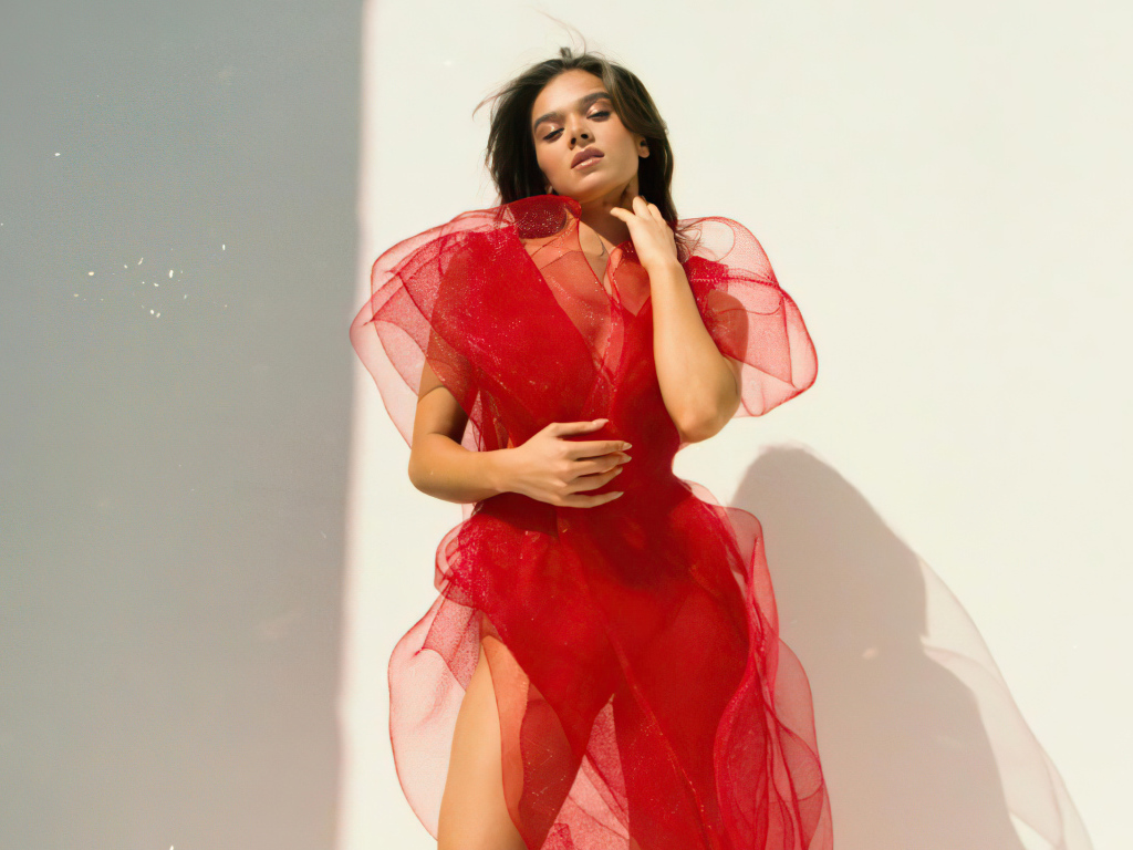 Молодая актриса Хейли Стайнфелд в красном платье