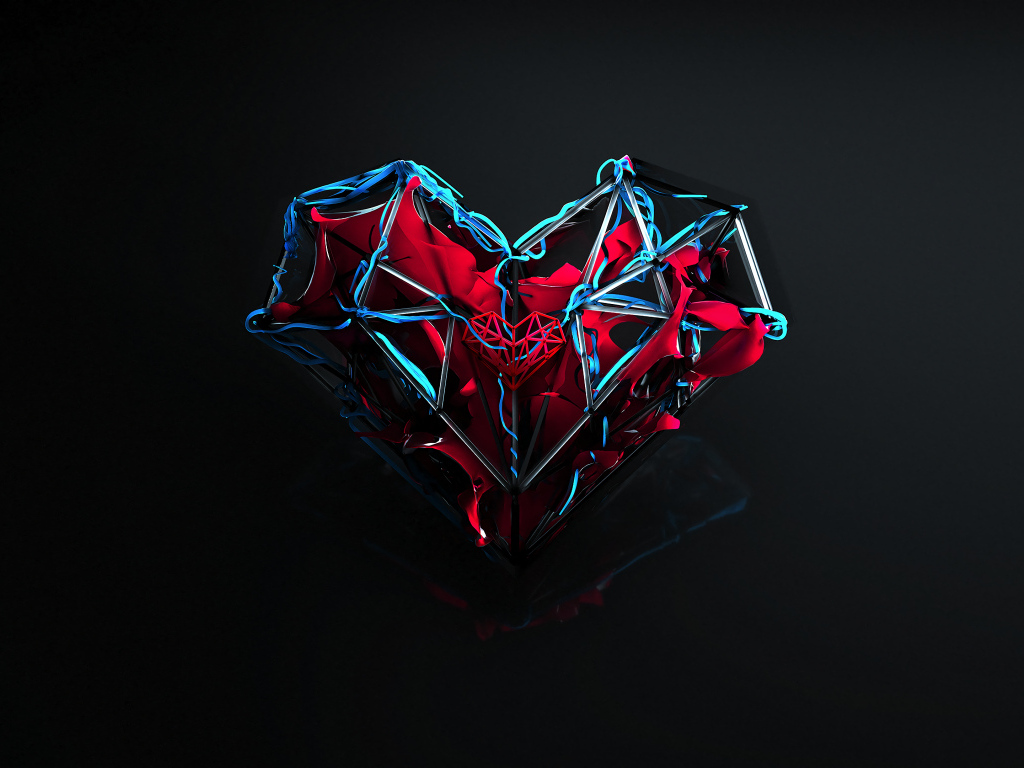 Абстрактное сердце на черном фоне