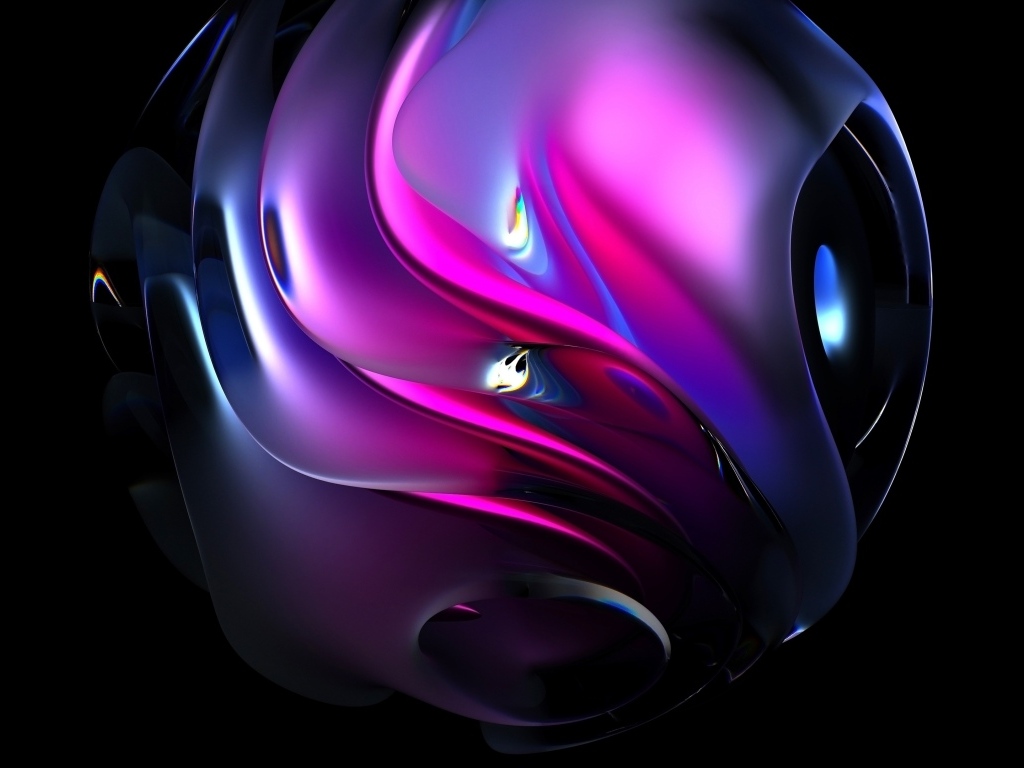 Абстрактный металлический шар на черном фоне