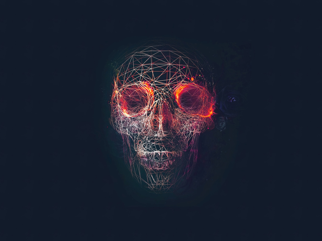 Абстрактный череп из паутины на черном фоне