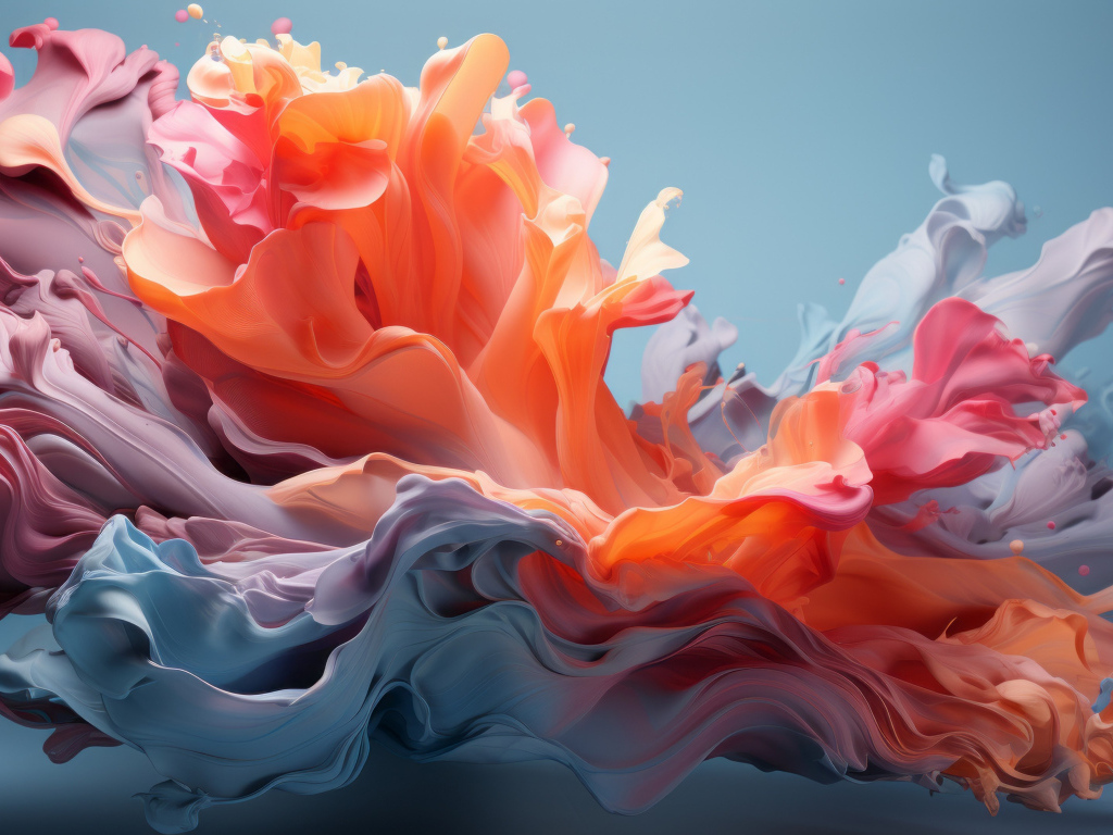 Красивые разноцветные волны на сером фоне