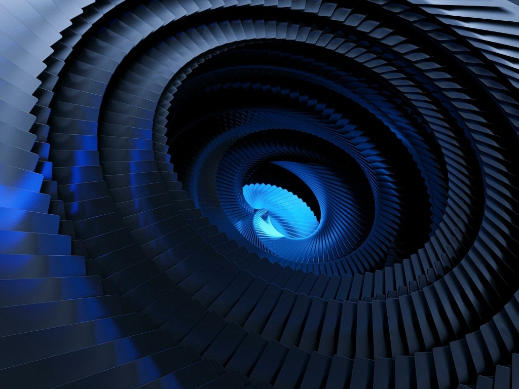 Черная абстрактная спираль с голубой серединой