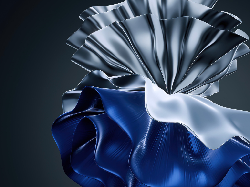 Синий и серебристый узор на сером фоне