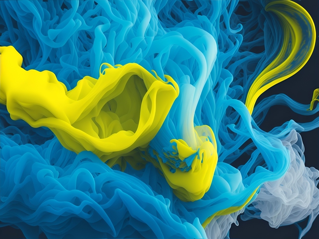 Голубой и желтый дым крупным планом