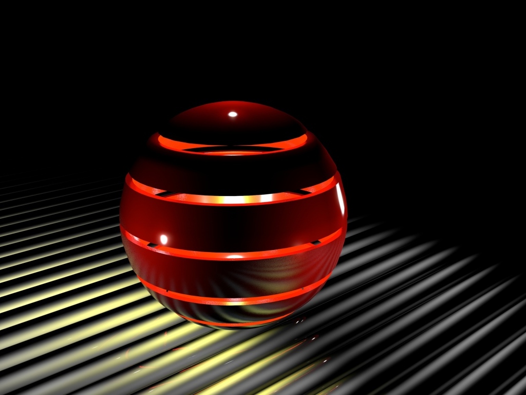 Светящийся 3д шар на черной решетке