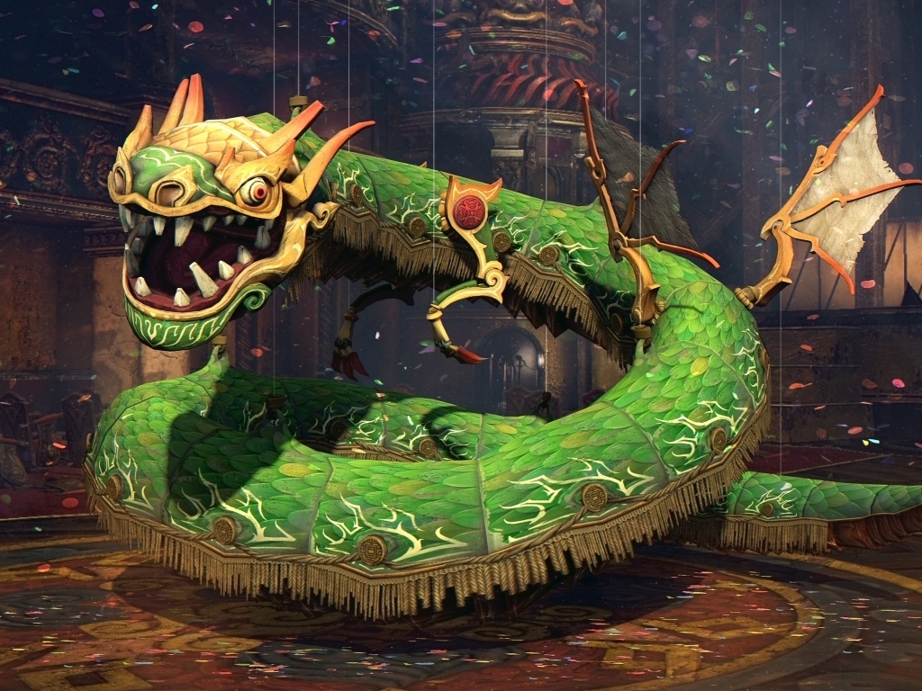 Зеленый китайский 3д дракон