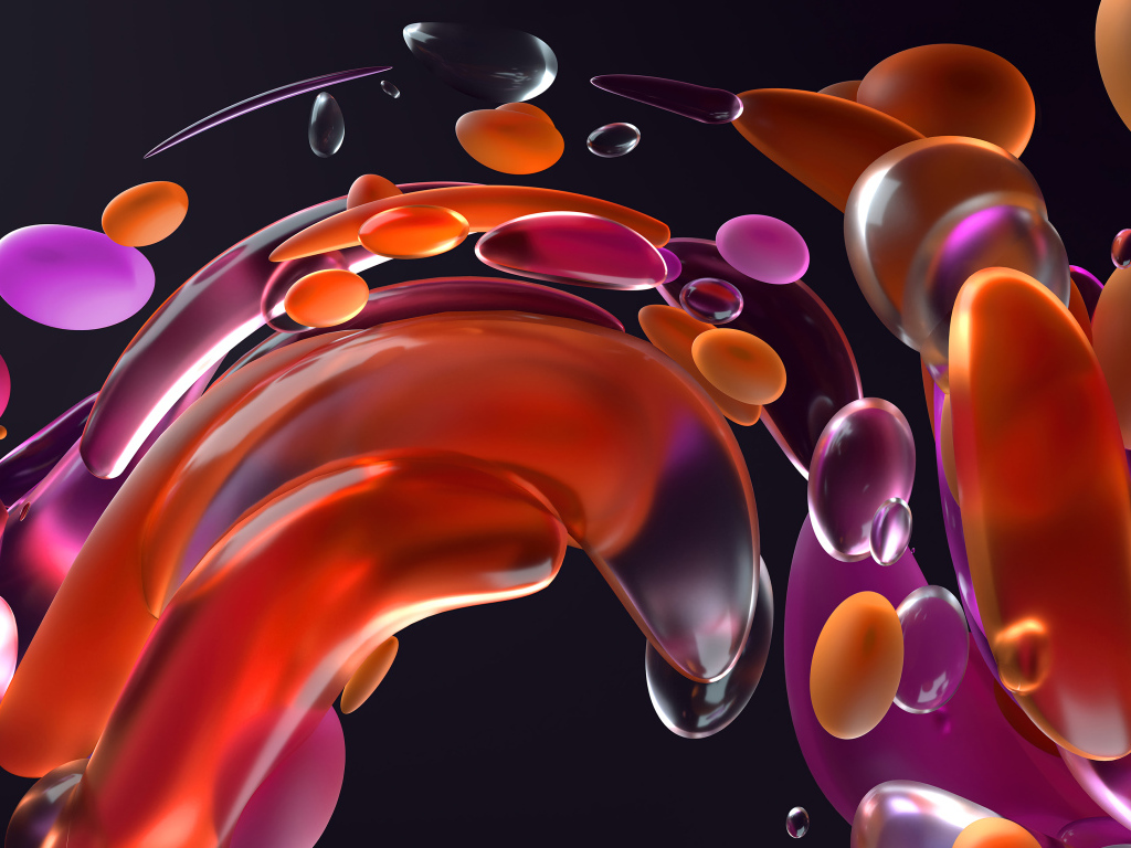 Разноцветные абстрактные пузыри на черном фоне