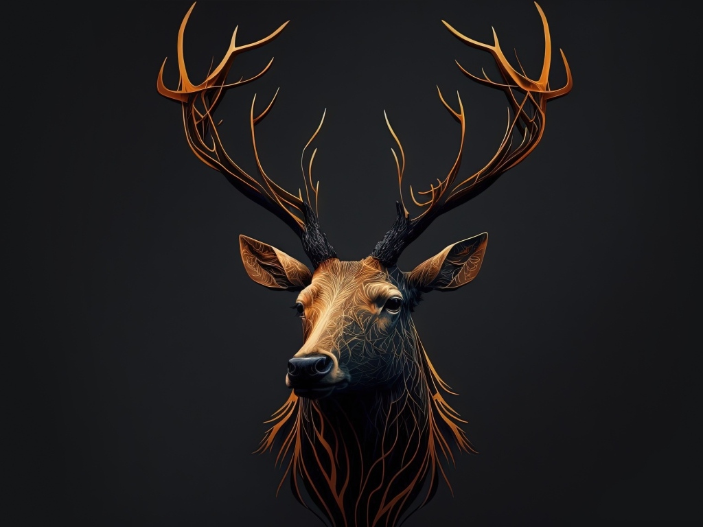 Нарисованная голова оленя на стене