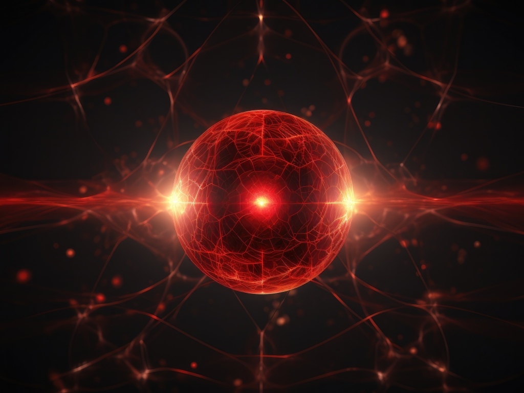 Красная космическая сфера с яркой вспышкой