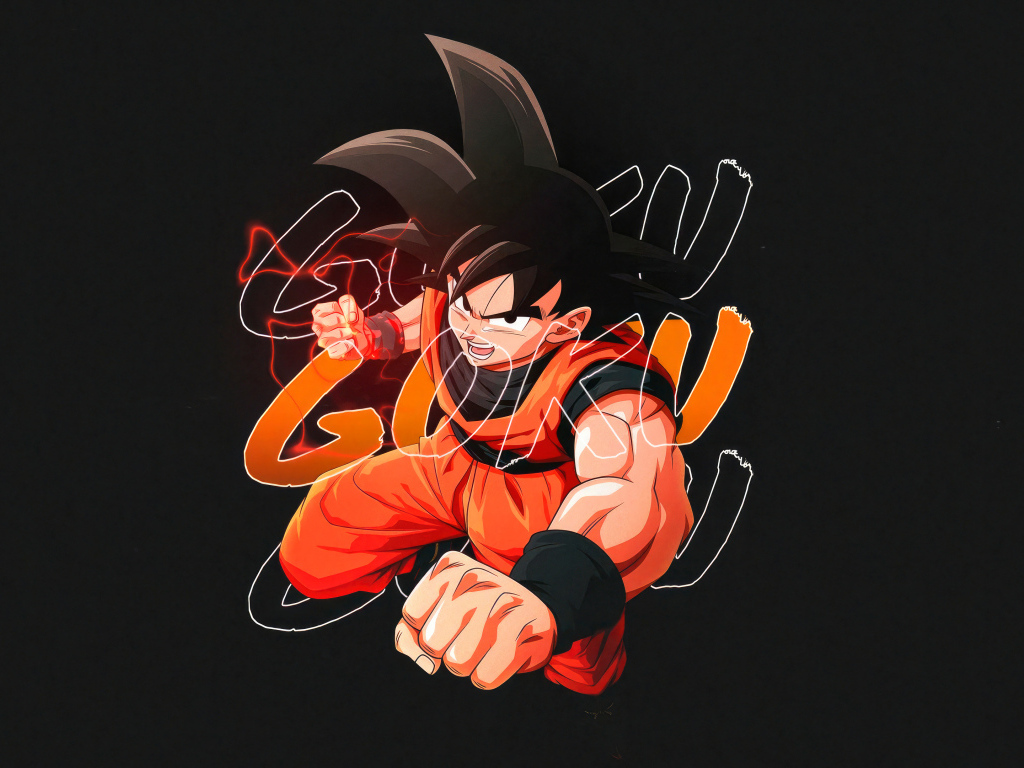 Персонаж аниме Сон Гоку на черном фоне