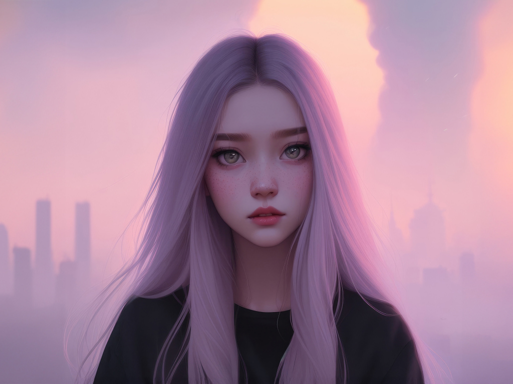 Милая девушка с большими глазами в тумане