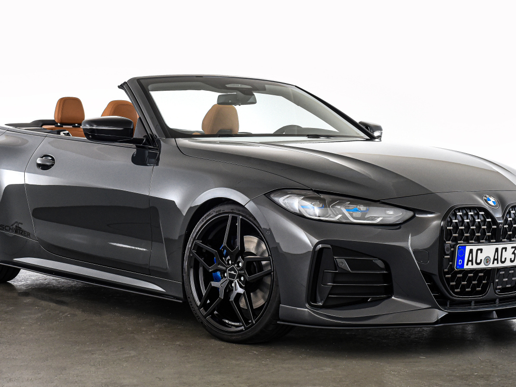 Серебристый кабриолет BMW 4 Series Cabrio 2021 года