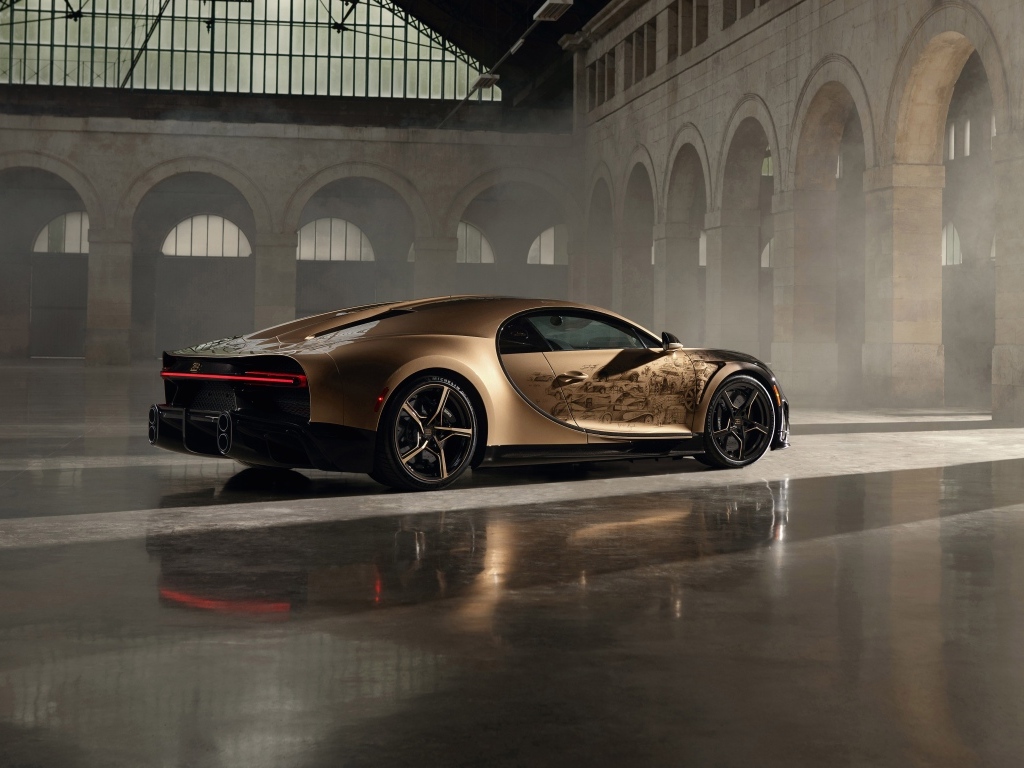 Быстрый автомобиль Bugatti Chiron в здании